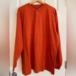 Puritan Men's Orange Long Sleeve Henley Shirt. Size XL